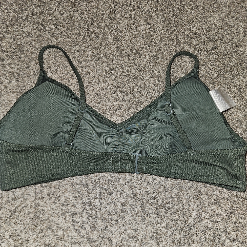 H&M Dark Green Ribbed Bikini Top - Picture 2 of 3